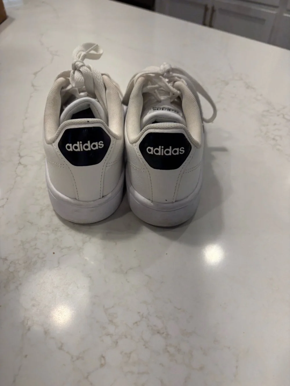 Adidas White Sneakers with Black Three Stripes - Picture 3 of 7